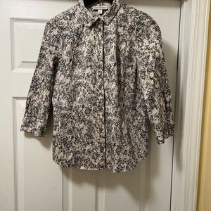 Dana Buchman Black and Cream Patterned Blouse